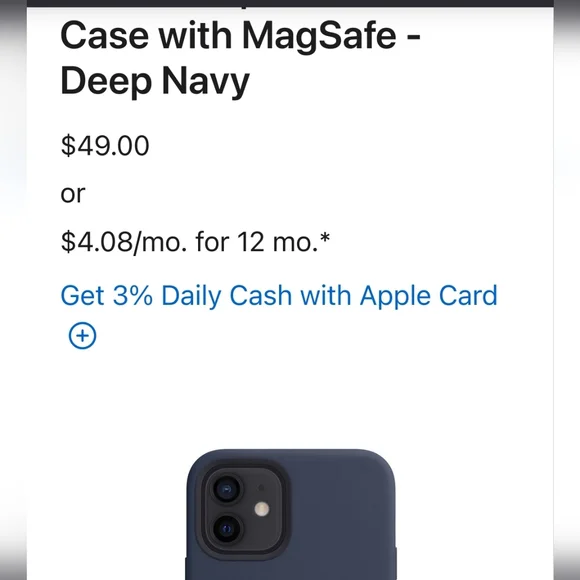 Genuine Apple Blue iPhone 12/12 Pro MagSafe Silicone Case Deep Navy. - Picture 6 of 10